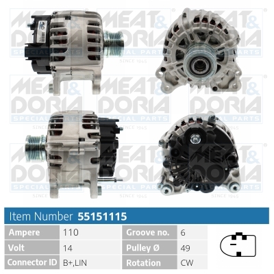 Alternator/Dynamo Meat Doria 55151115