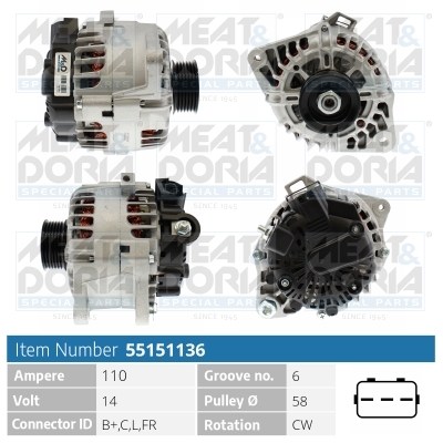 Alternator/Dynamo Meat Doria 55151136