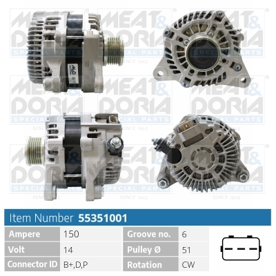 Alternator/Dynamo Meat Doria 55351001