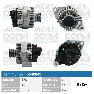 Alternator/Dynamo Meat Doria 5540049