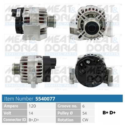 Alternator/Dynamo Meat Doria 5540077