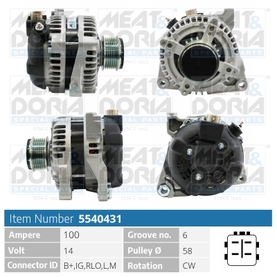 Alternator/Dynamo Meat Doria 5540431