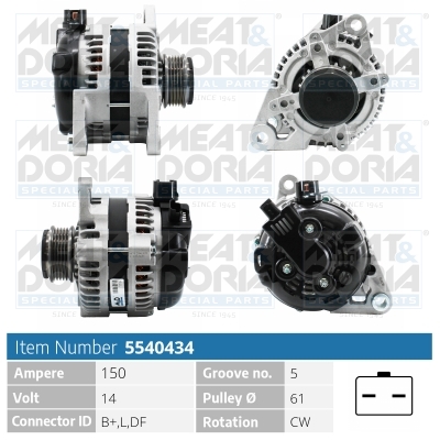 Alternator/Dynamo Meat Doria 5540434