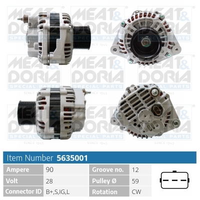 Alternator/Dynamo Meat Doria 5635001