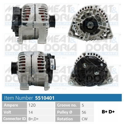 Alternator/Dynamo Meat Doria 5510401
