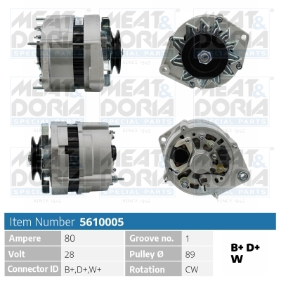 Alternator/Dynamo Meat Doria 5610005