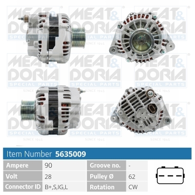 Alternator/Dynamo Meat Doria 5635009