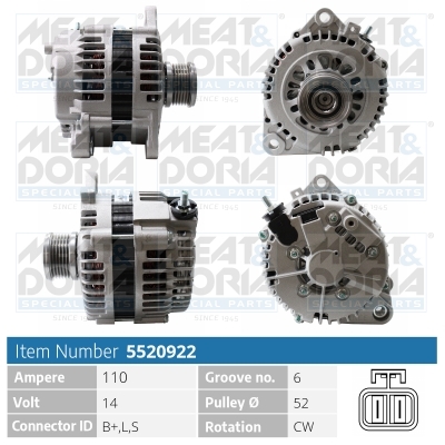 Alternator/Dynamo Meat Doria 5520922