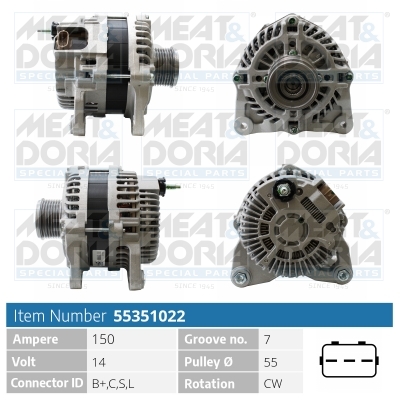 Alternator/Dynamo Meat Doria 55351022