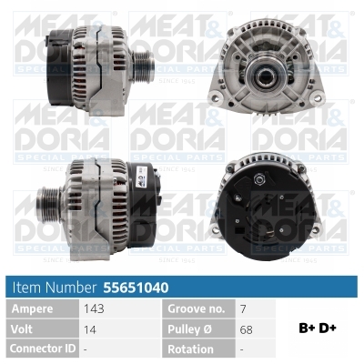 Dynamo / Alternator Meat Doria 55651040