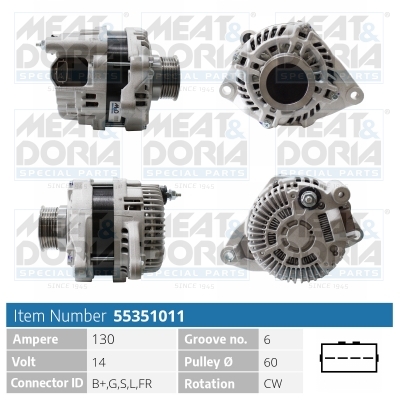 Alternator/Dynamo Meat Doria 55351011