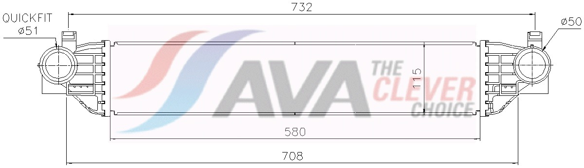 Intercooler, inlaatluchtkoeler Ava Cooling JE4096