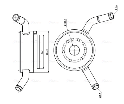 Oliekoeler motorolie Ava Cooling DN3490