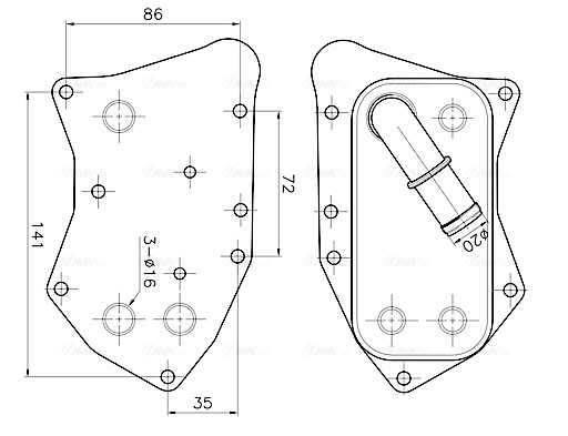 Oliekoeler motorolie Ava Cooling OL3749