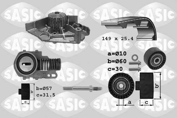 Distributieriem kit inclusief waterpomp Sasic 3900005