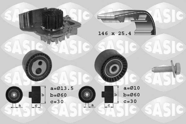 Distributieriem kit inclusief waterpomp Sasic 3900006