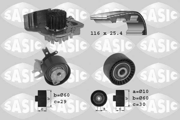 Distributieriem kit inclusief waterpomp Sasic 3900007