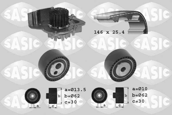 Distributieriem kit inclusief waterpomp Sasic 3900008
