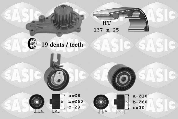 Distributieriem kit inclusief waterpomp Sasic 3900014