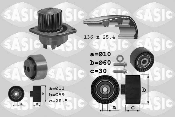 Distributieriem kit inclusief waterpomp Sasic 3900017