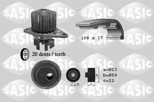 Distributieriem kit inclusief waterpomp Sasic 3900021