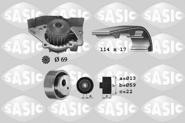 Distributieriem kit inclusief waterpomp Sasic 3900024