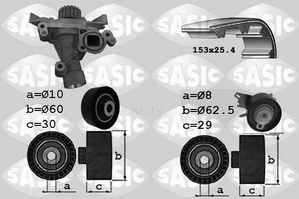Distributieriem kit inclusief waterpomp Sasic 3900028