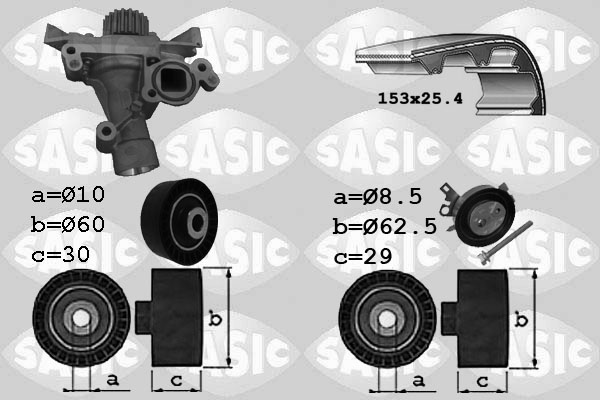 Distributieriem kit inclusief waterpomp Sasic 3900029