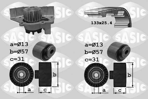 Distributieriem kit inclusief waterpomp Sasic 3900030