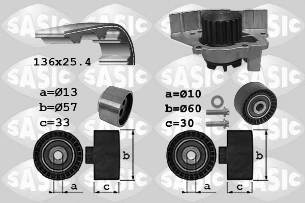 Distributieriem kit inclusief waterpomp Sasic 3900033