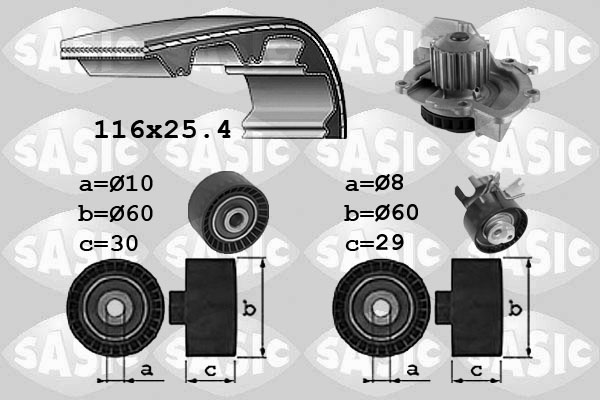 Distributieriem kit inclusief waterpomp Sasic 3900035