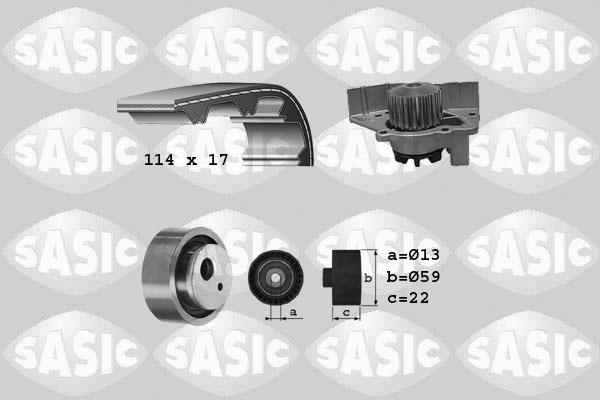Distributieriem kit inclusief waterpomp Sasic 3900036