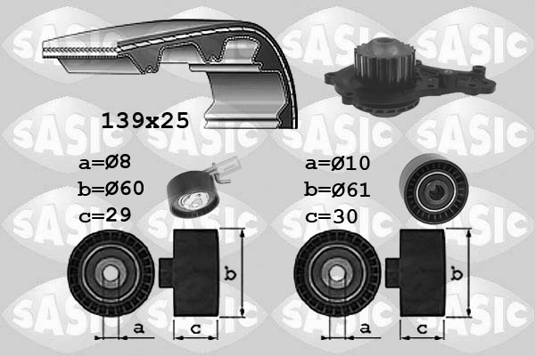 Distributieriem kit inclusief waterpomp Sasic 3900037
