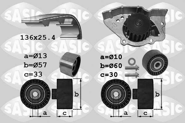 Distributieriem kit inclusief waterpomp Sasic 3900041