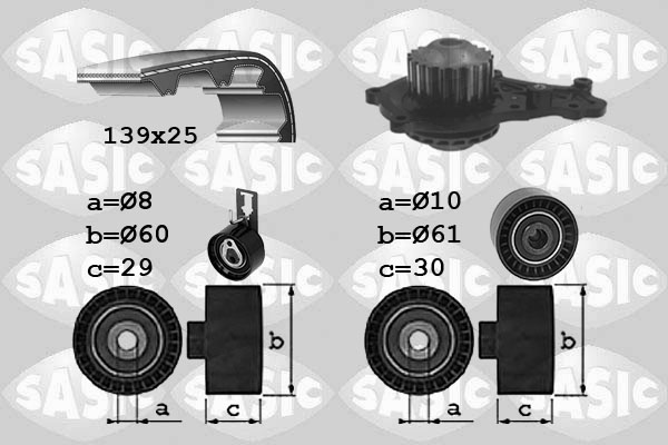Distributieriem kit inclusief waterpomp Sasic 3900042