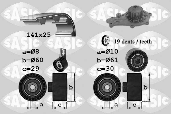 Distributieriem kit inclusief waterpomp Sasic 3900043