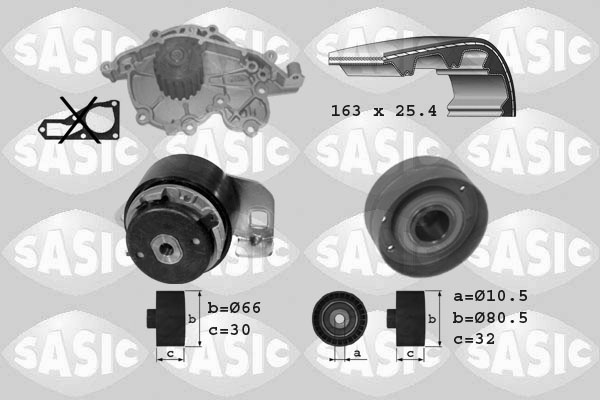 Distributieriem kit inclusief waterpomp Sasic 3904001