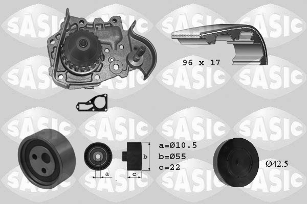 Distributieriem kit inclusief waterpomp Sasic 3904005