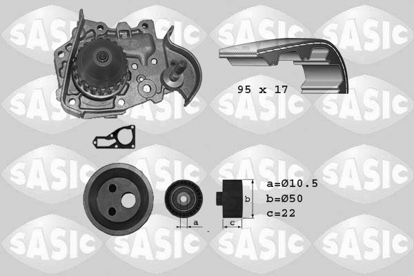 Distributieriem kit inclusief waterpomp Sasic 3904006