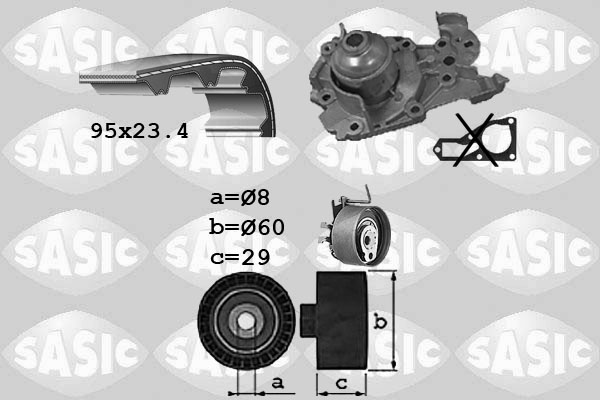 Distributieriem kit inclusief waterpomp Sasic 3904010