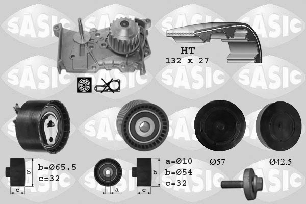 Distributieriem kit inclusief waterpomp Sasic 3904011