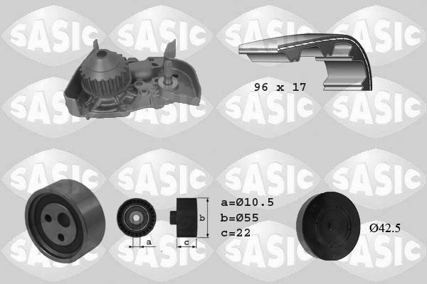 Distributieriem kit inclusief waterpomp Sasic 3904023