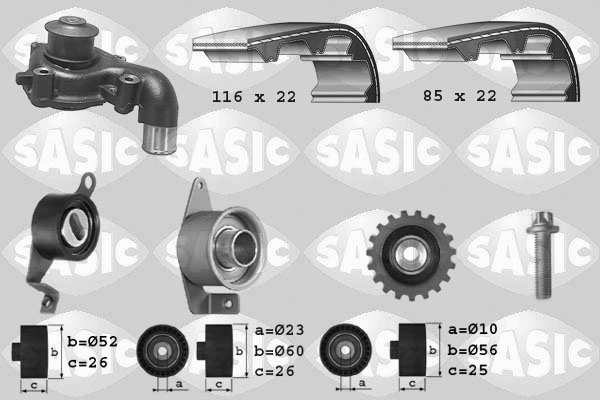 Distributieriem kit inclusief waterpomp Sasic 3906011