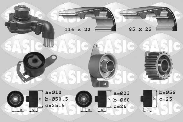 Distributieriem kit inclusief waterpomp Sasic 3906012