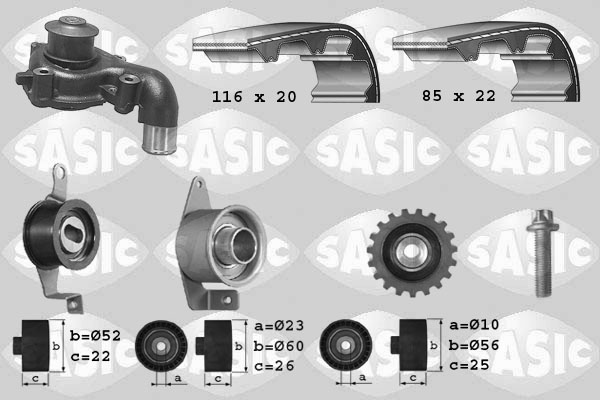 Distributieriem kit inclusief waterpomp Sasic 3906013