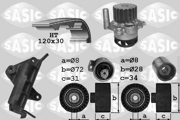 Distributieriem kit inclusief waterpomp Sasic 3906021