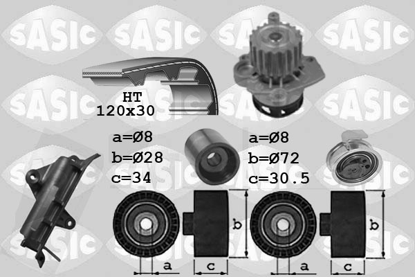 Distributieriem kit inclusief waterpomp Sasic 3906024