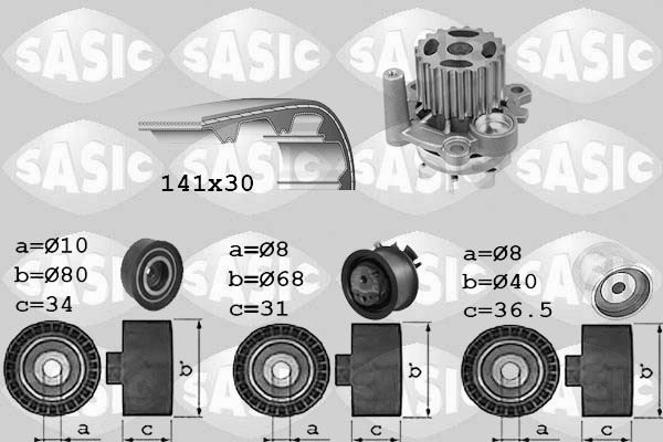 Distributieriem kit inclusief waterpomp Sasic 3906028