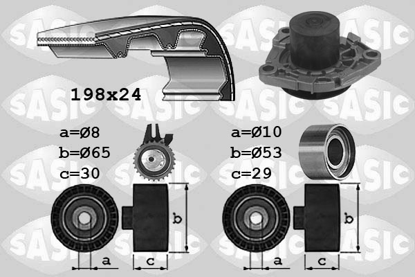 Distributieriem kit inclusief waterpomp Sasic 3906031