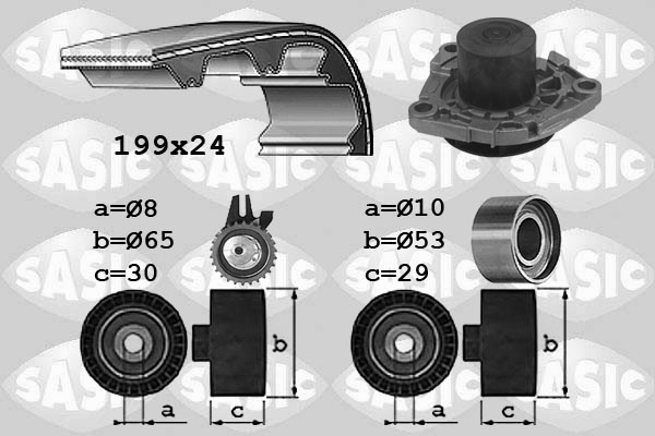 Distributieriem kit inclusief waterpomp Sasic 3906032